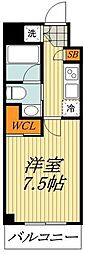 都営三田線 板橋本町駅 徒歩6分の賃貸マンション 8階1Kの間取り