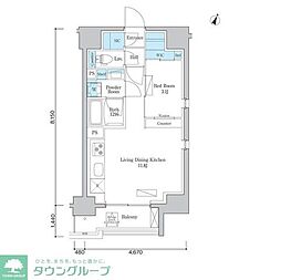都営三田線 本蓮沼駅 徒歩4分の賃貸マンション 3階1LDKの間取り