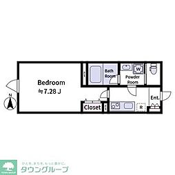 東武東上線 大山駅 徒歩7分の賃貸マンション 2階1Kの間取り