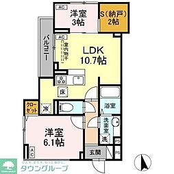 都営三田線 新板橋駅 徒歩11分の賃貸アパート 1階2LDKの間取り