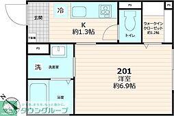 JR山手線 田端駅 徒歩4分の賃貸アパート 2階1Kの間取り
