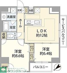 JR埼京線 板橋駅 徒歩2分の賃貸マンション 14階2LDKの間取り