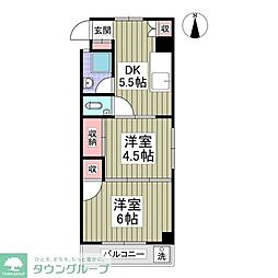 豊島マンション 3階2DKの間取り