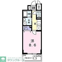 東武東上線 中板橋駅 徒歩7分の賃貸マンション 2階1Kの間取り