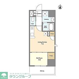 JR京浜東北・根岸線 川口駅 徒歩9分の賃貸マンション 10階1DKの間取り