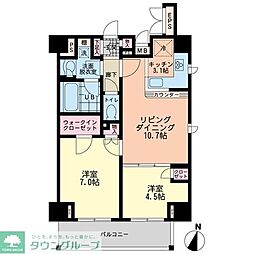 埼玉高速鉄道 赤羽岩淵駅 徒歩6分の賃貸マンション 4階2DKの間取り