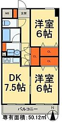 JR山手線 田端駅 徒歩8分の賃貸マンション 9階2DKの間取り