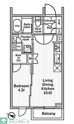 nidoMOTOHASUNUMA 1LDKの間取図画像