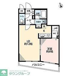 プレール・ドゥーク上中里 1LDKの間取図画像