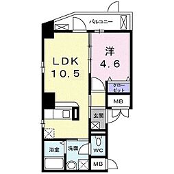 ラグビアンカ大和町 1LDKの間取図画像