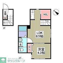 北区西が丘新築 1Kの間取図画像