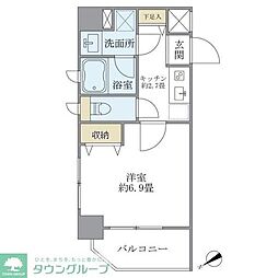 クロスポイント赤羽 1Kの間取図画像
