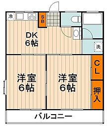 リゾーシモ 2DKの間取図画像