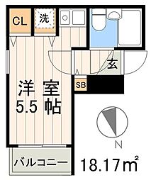 パラダイスマンション ワンルームの間取図画像