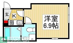 チュウジレジデンス 1Kの間取図画像