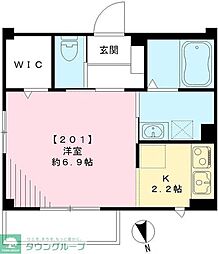ベルソレイユ 1Kの間取図画像