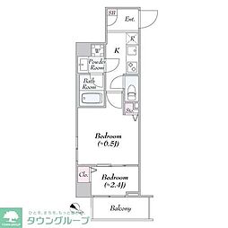 ロイジェント大山西町 2Kの間取図画像