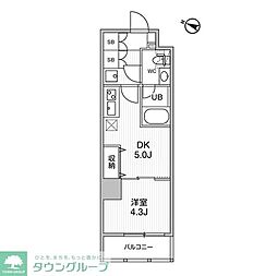 コンフォリア・リヴ志村三丁目 1DKの間取図画像