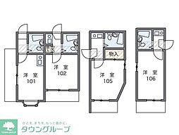 レオパレストサ 1Kの間取図画像