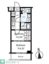 ARCOBALENO KITA-AKABANE 2Kの間取図画像