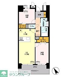 ロイヤルパーリスリバーサイド 2LDKの間取図画像