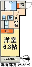JR山手線 日暮里駅 徒歩15分の賃貸マンション 3階1Kの間取り