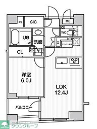 シーズンフラッツ日本橋人形町プレミア 10階1LDKの間取り