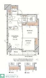 ブランシエスタ上野 8階2LDKの間取り