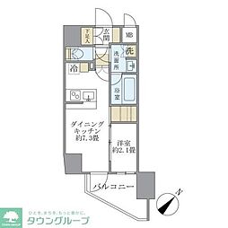 アジールコート町屋 6階1DKの間取り
