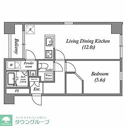 オーパスホームズ八丁堀 8階1LDKの間取り
