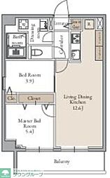 グランカーサ日暮里 7階2LDKの間取り