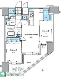 ルフォンプログレ田原町 14階2LDKの間取り