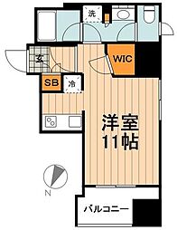 パークアクシス小伝馬町 13階ワンルームの間取り