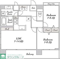BluRock秋葉原 12階2LDKの間取り