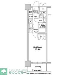 コンフォリア両国サウス 8階1Kの間取り