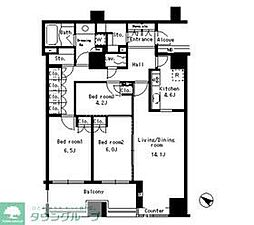 パークアクシス日本橋ステージ 4階3LDKの間取り
