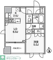 シーズンフラッツ新御徒町 5階1LDKの間取り