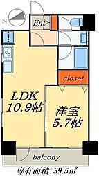 ソサエティ蔵前 8階1LDKの間取り