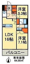 レジディア南千住 4階2LDKの間取り