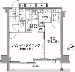 パークハビオ八丁堀 3階1LDKの間取り