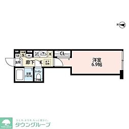 エクセラン南千住 2階1Kの間取り