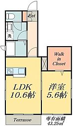フォルトゥーナ 1階1LDKの間取り