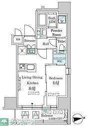 パークアクシス神田レジデンス 7階1LDKの間取り