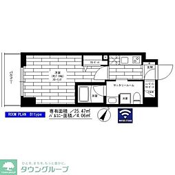 ステージグランデ日本橋人形町 6階1Kの間取り