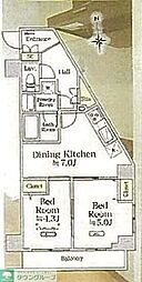 アイル押上ノース 6階2DKの間取り