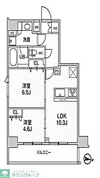 ジェノヴィア三ノ輪IIスカイガーデン 13階2LDKの間取り