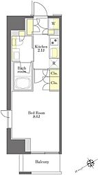 プライムメゾン浅草橋 5階1Kの間取り