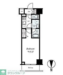 ブライズ亀戸DUE 4階1Kの間取り