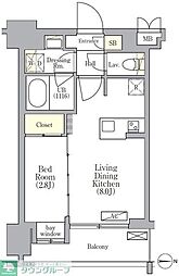 エル・セレーノ清澄白河 6階1LDKの間取り