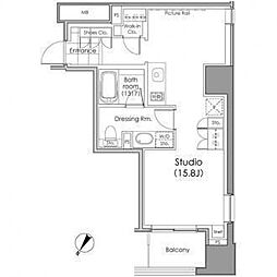 パークハビオ水天宮前 5階ワンルームの間取り